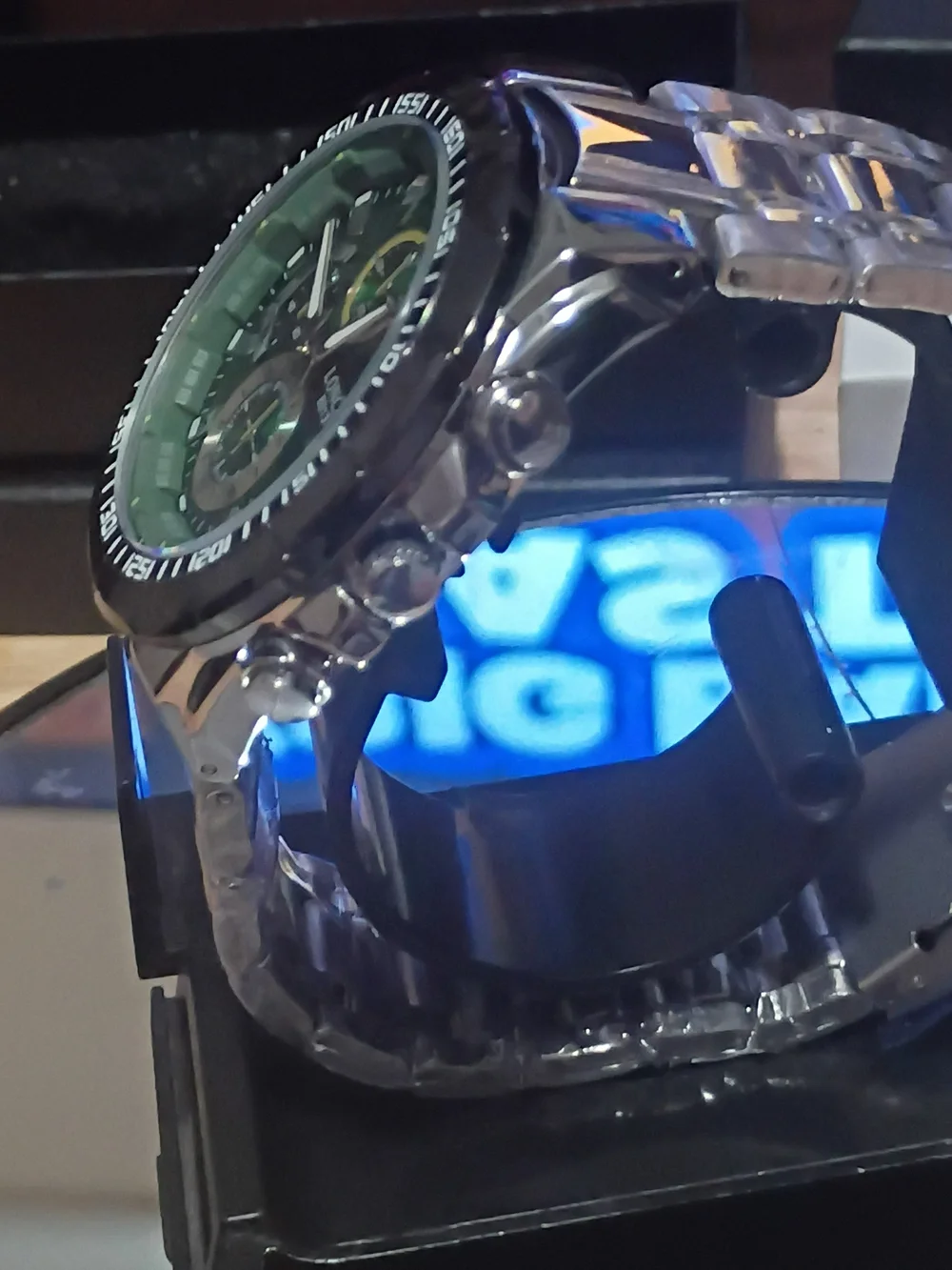 Longbo Green Dial Stainless Steel Chronograph Watch